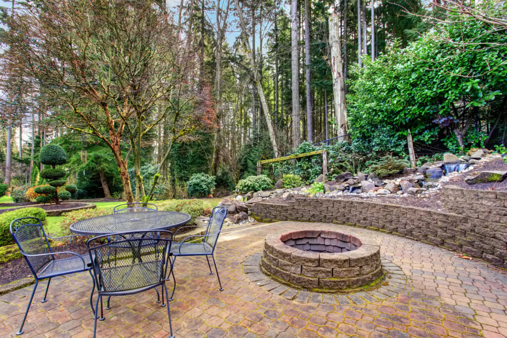 Fire pit installation in Hingham, MA